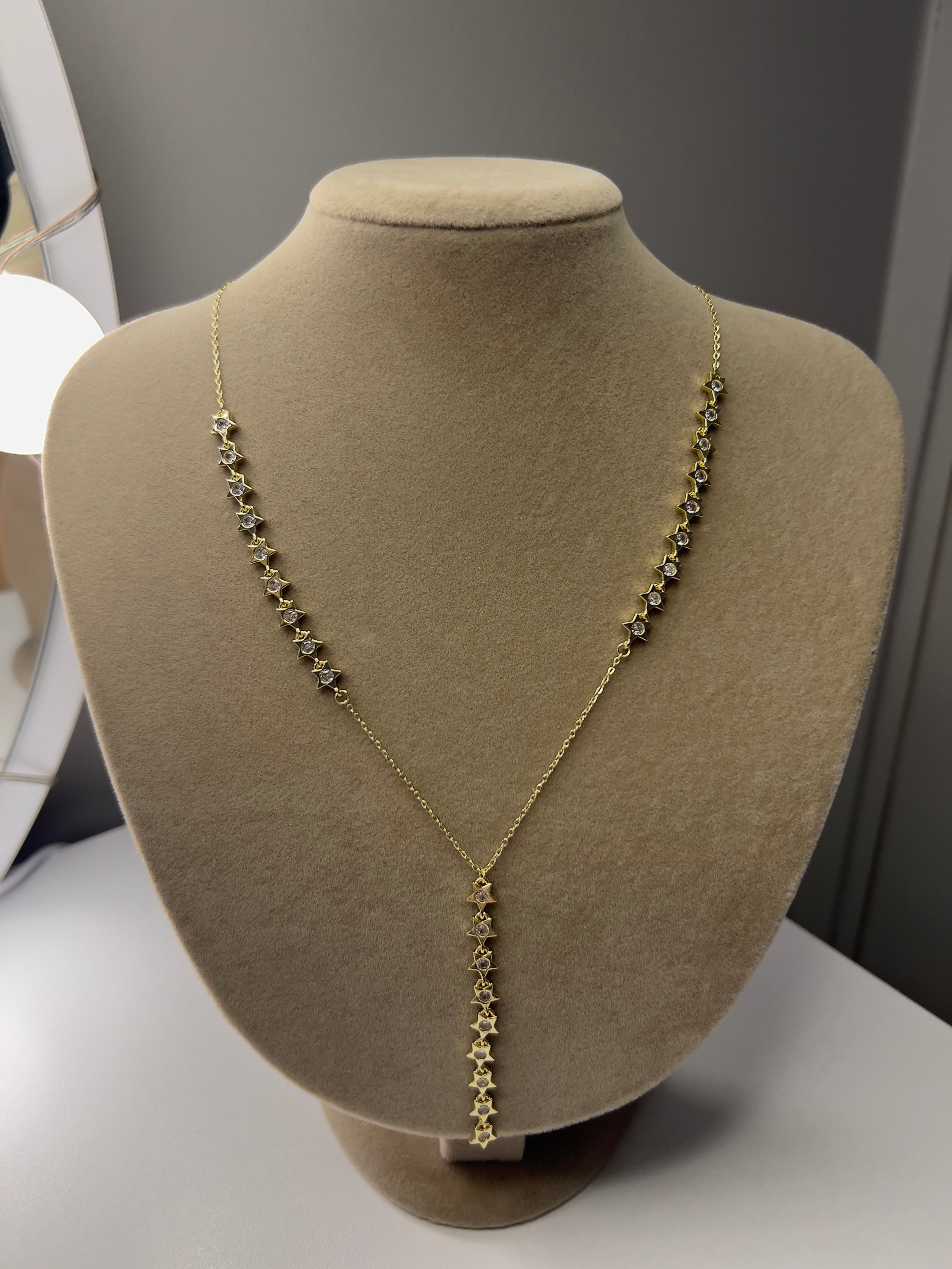 Yıldız Detaylı Y Model 14K Gold Kaplama Xuping Kolye