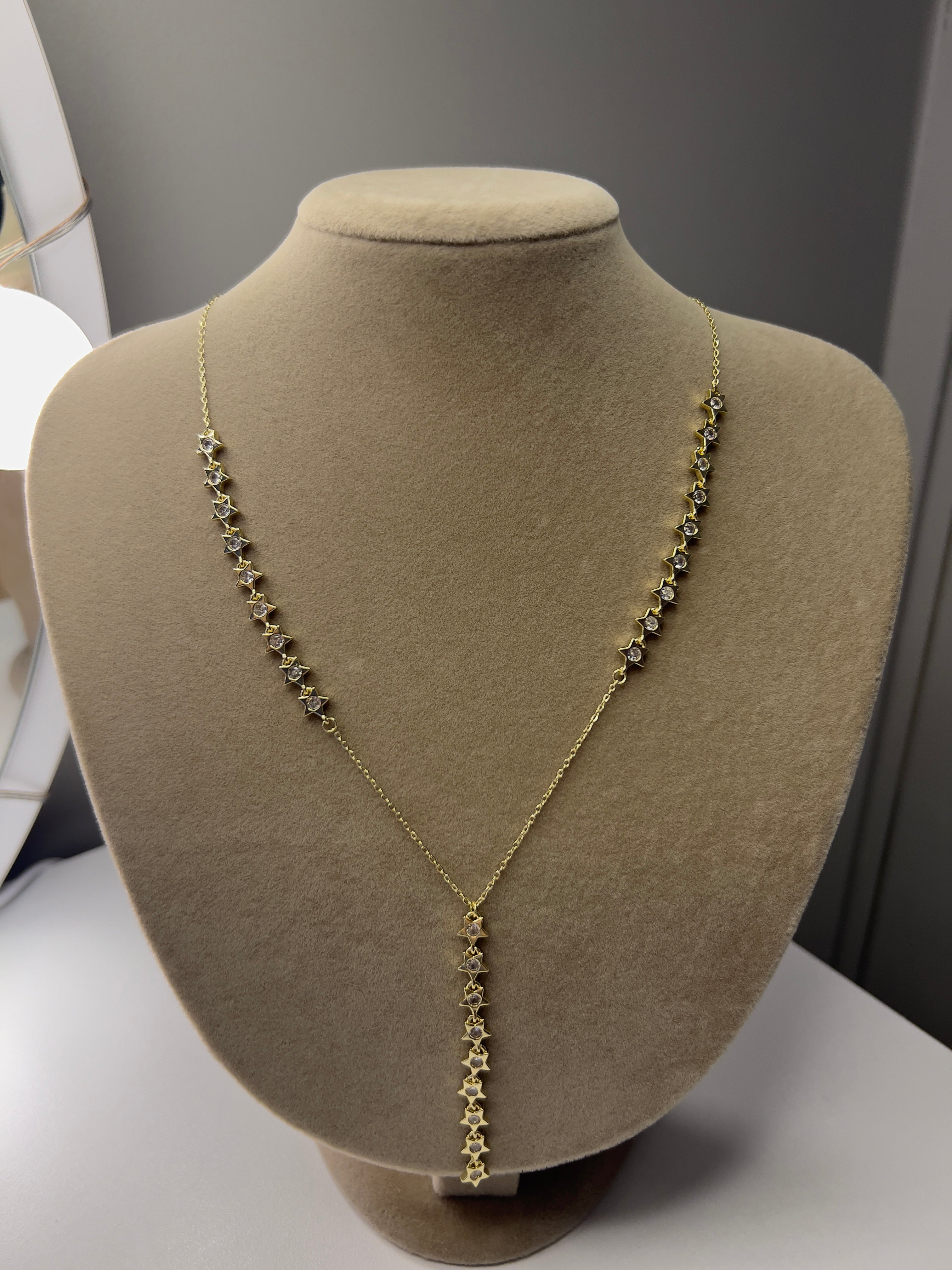 Yıldız Detaylı Y Model 14K Gold Kaplama Xuping Kolye