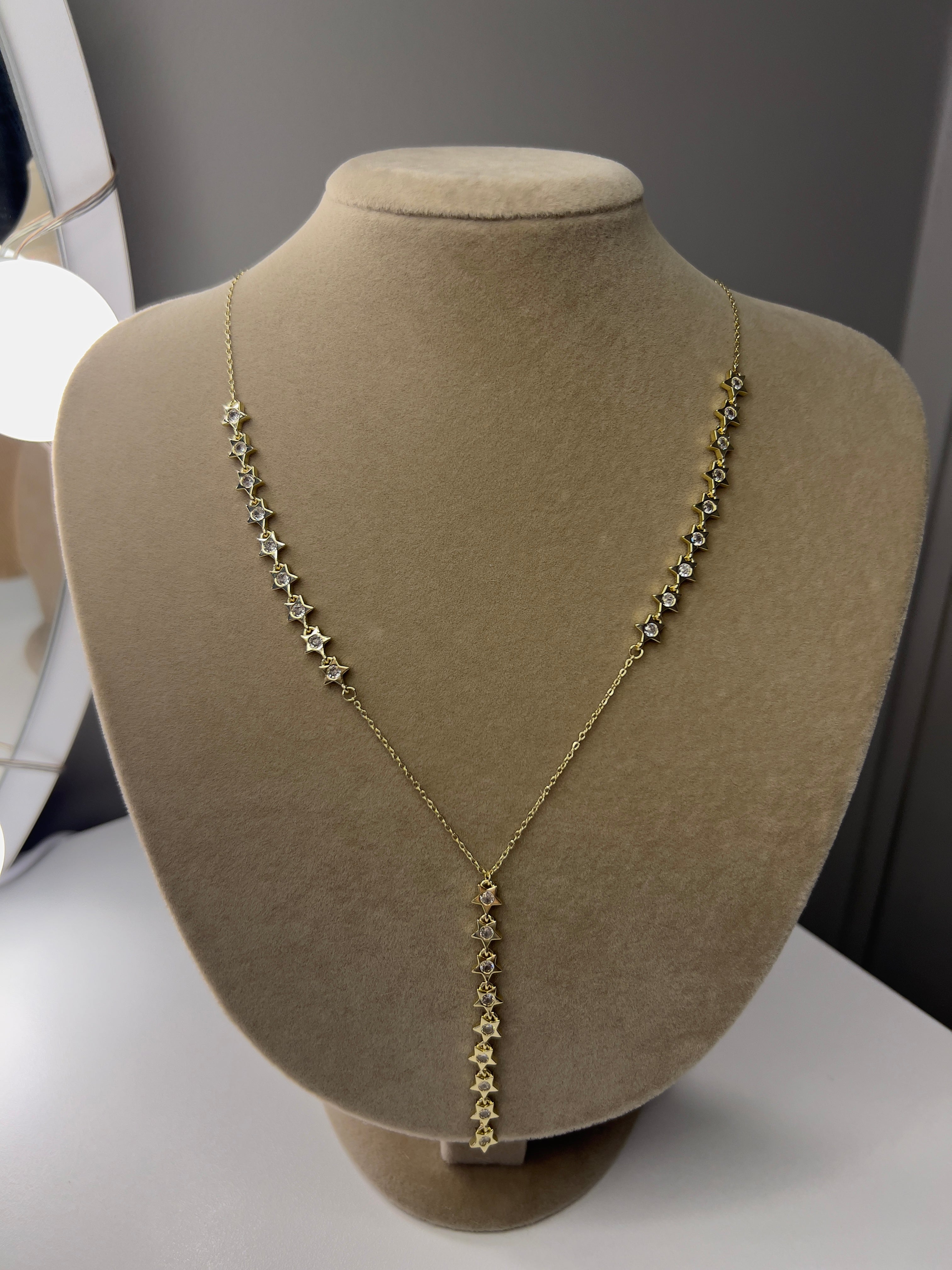 Yıldız Detaylı Y Model 14K Gold Kaplama Xuping Kolye